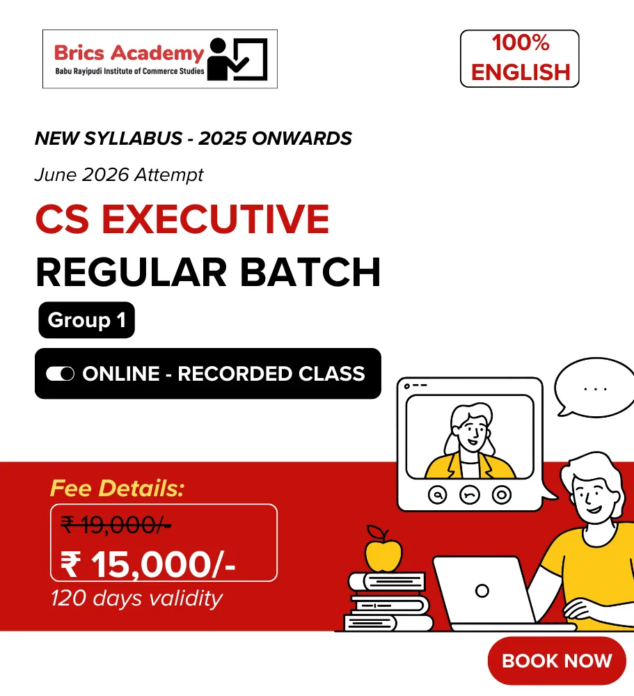 CS Executive – Group 1 (Online) Regular Batch – June 2026 Exams